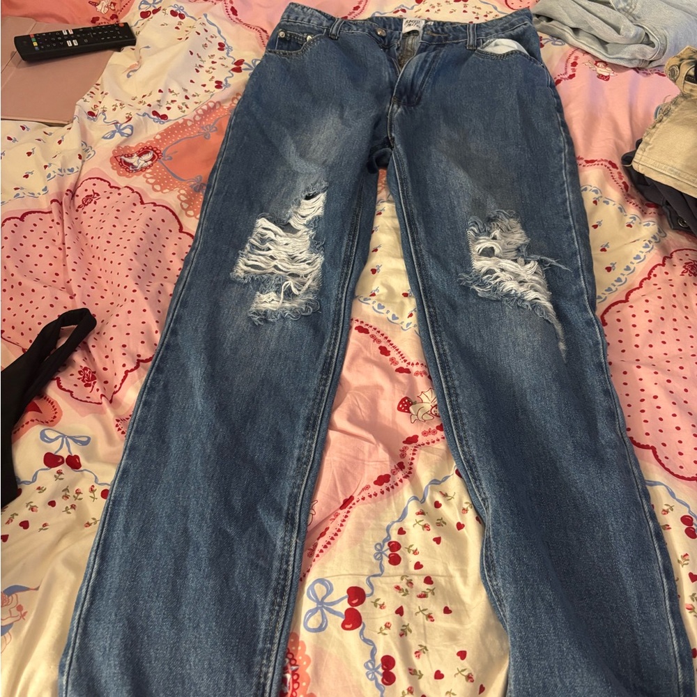 Princess Polly Blue Distressed Boyfriend Jeans